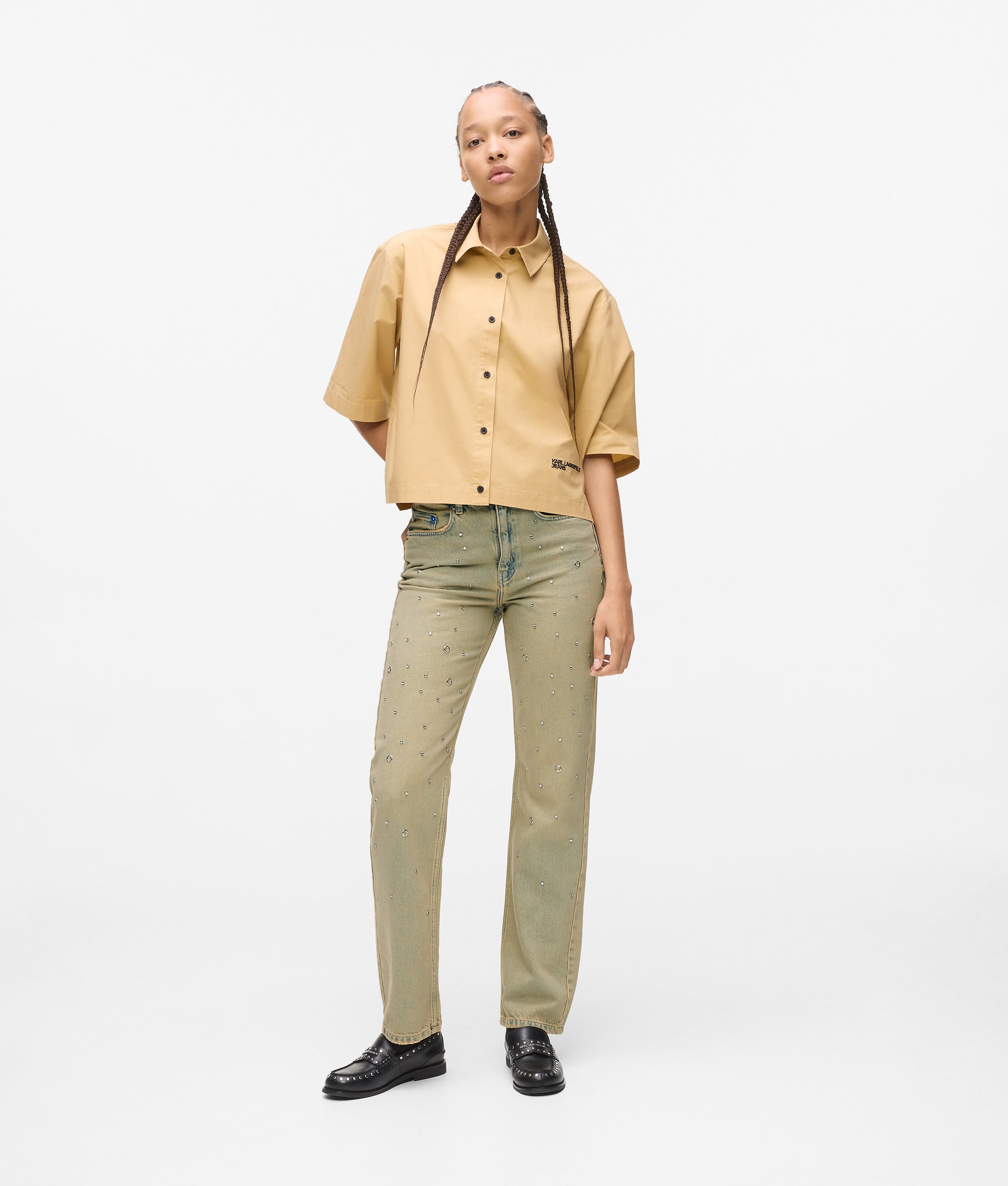 STUDDED HIGH-RISE STRAIGHT JEANS - Image 4