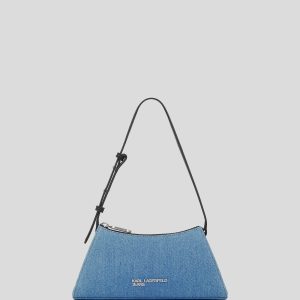 METAL LOGO DENIM SHOULDER BAG