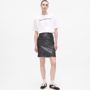 Sequin tweed skirt