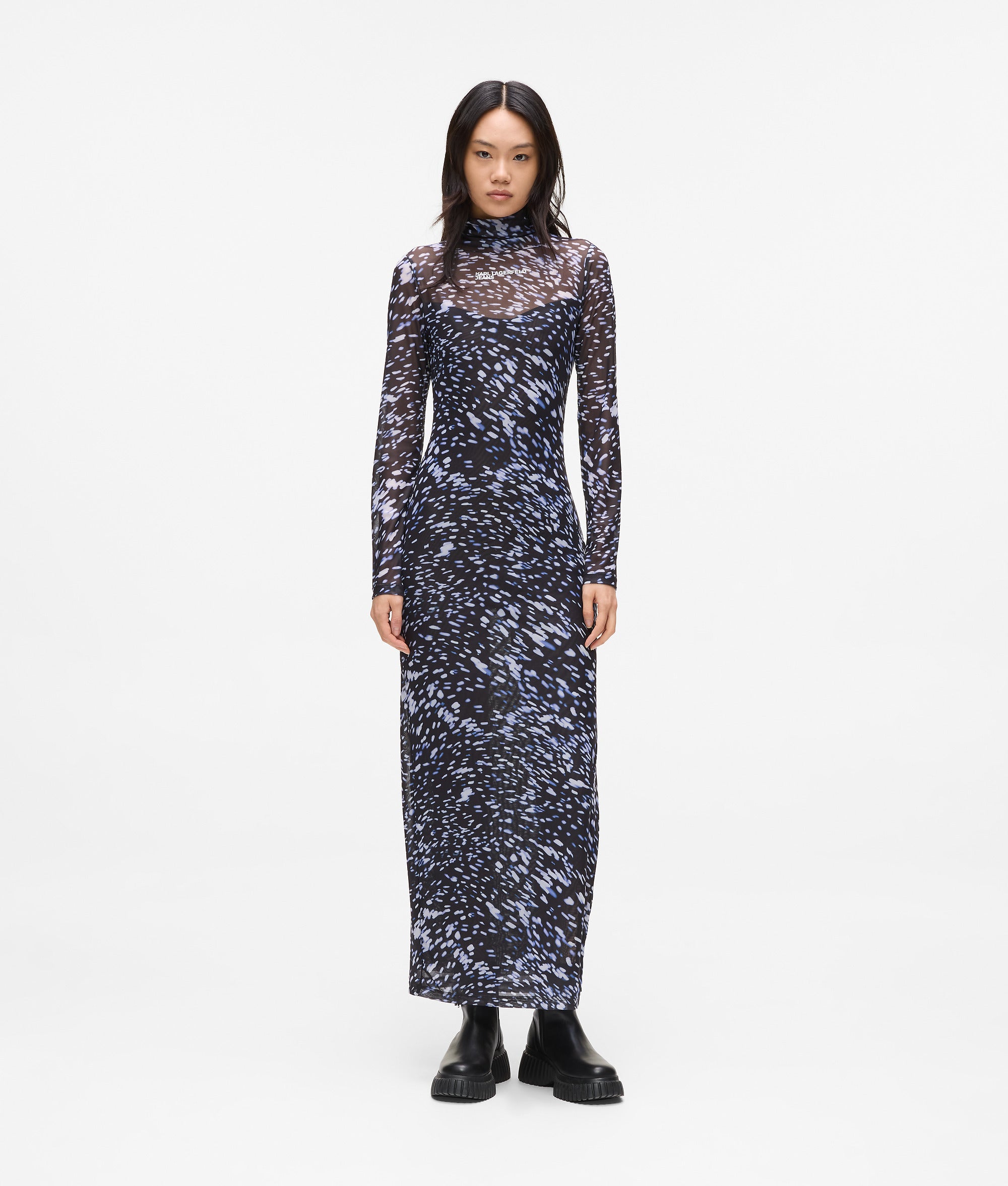 All-over-print mesh dress