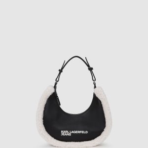 Shearling moon shoulder bag