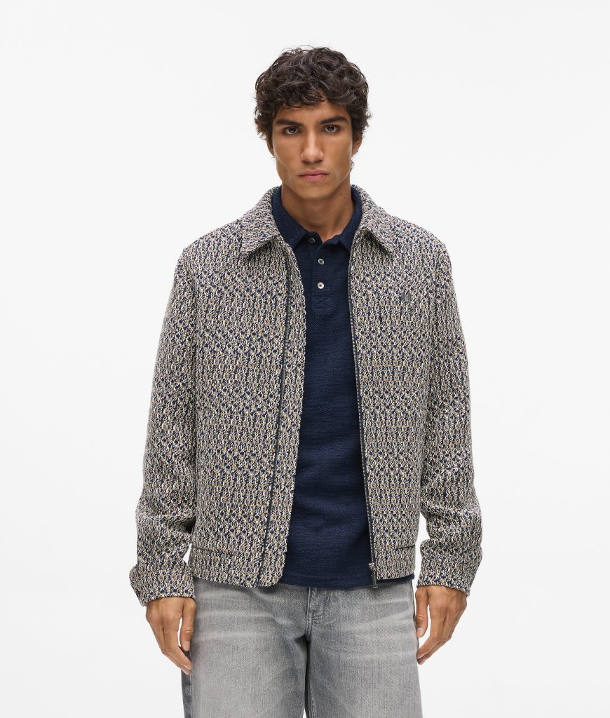Zip-up boucl?? tweed jacket