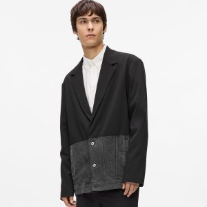 Denim panel blazer