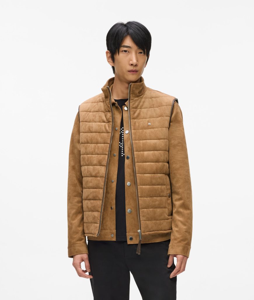 Quilted faux suede gilet