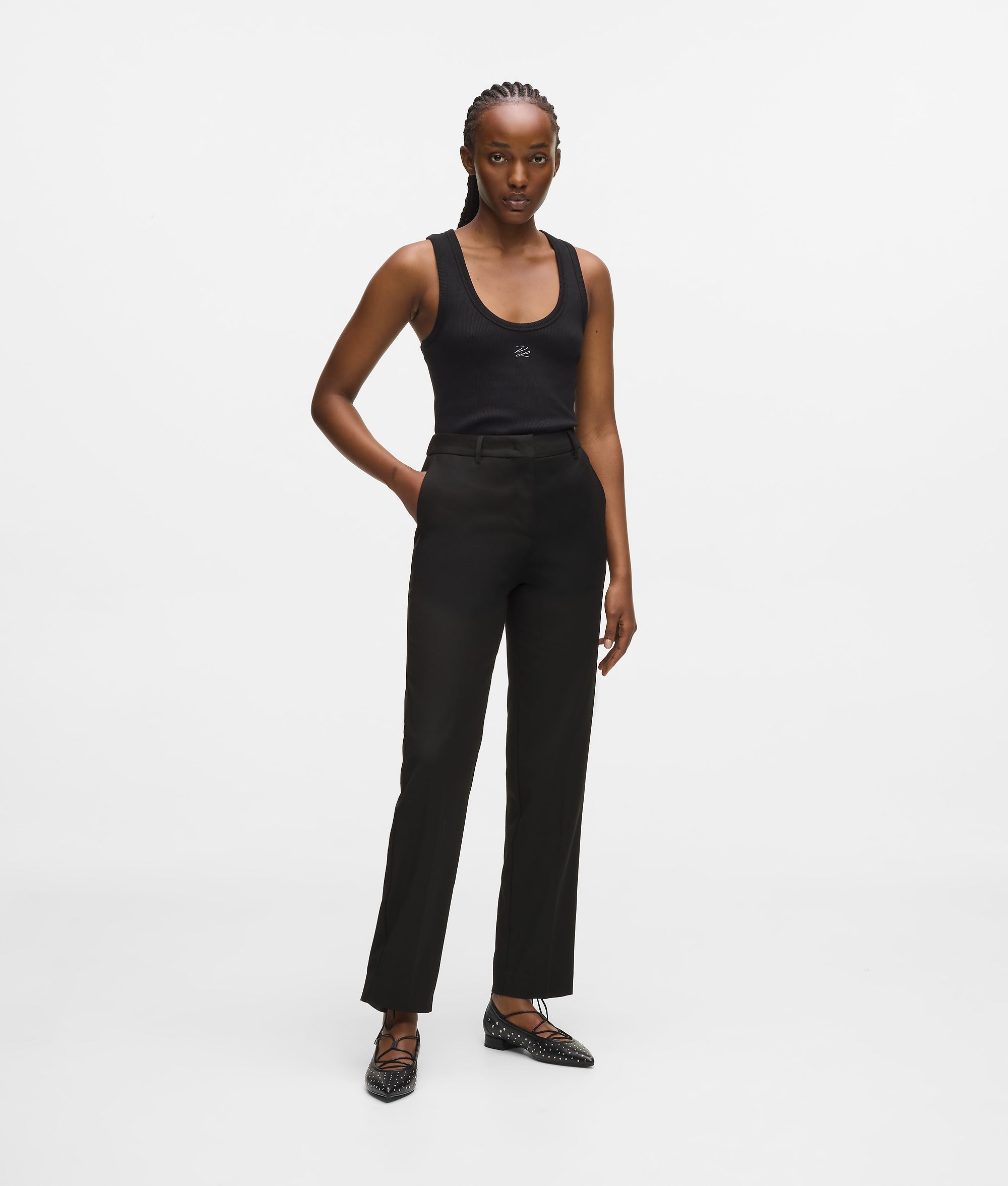 Wool-blend tailored pants