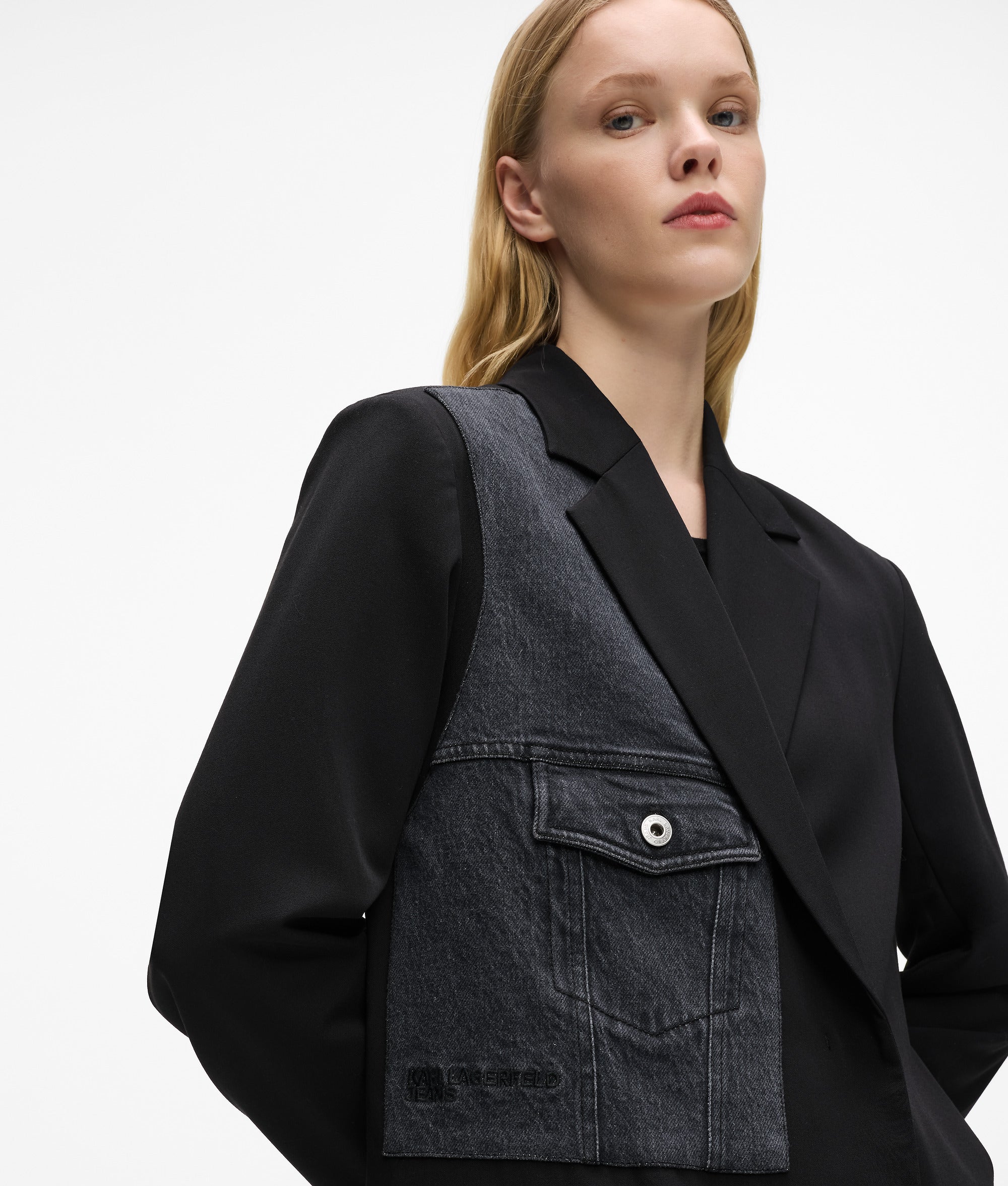 Denim panel blazer - Image 2