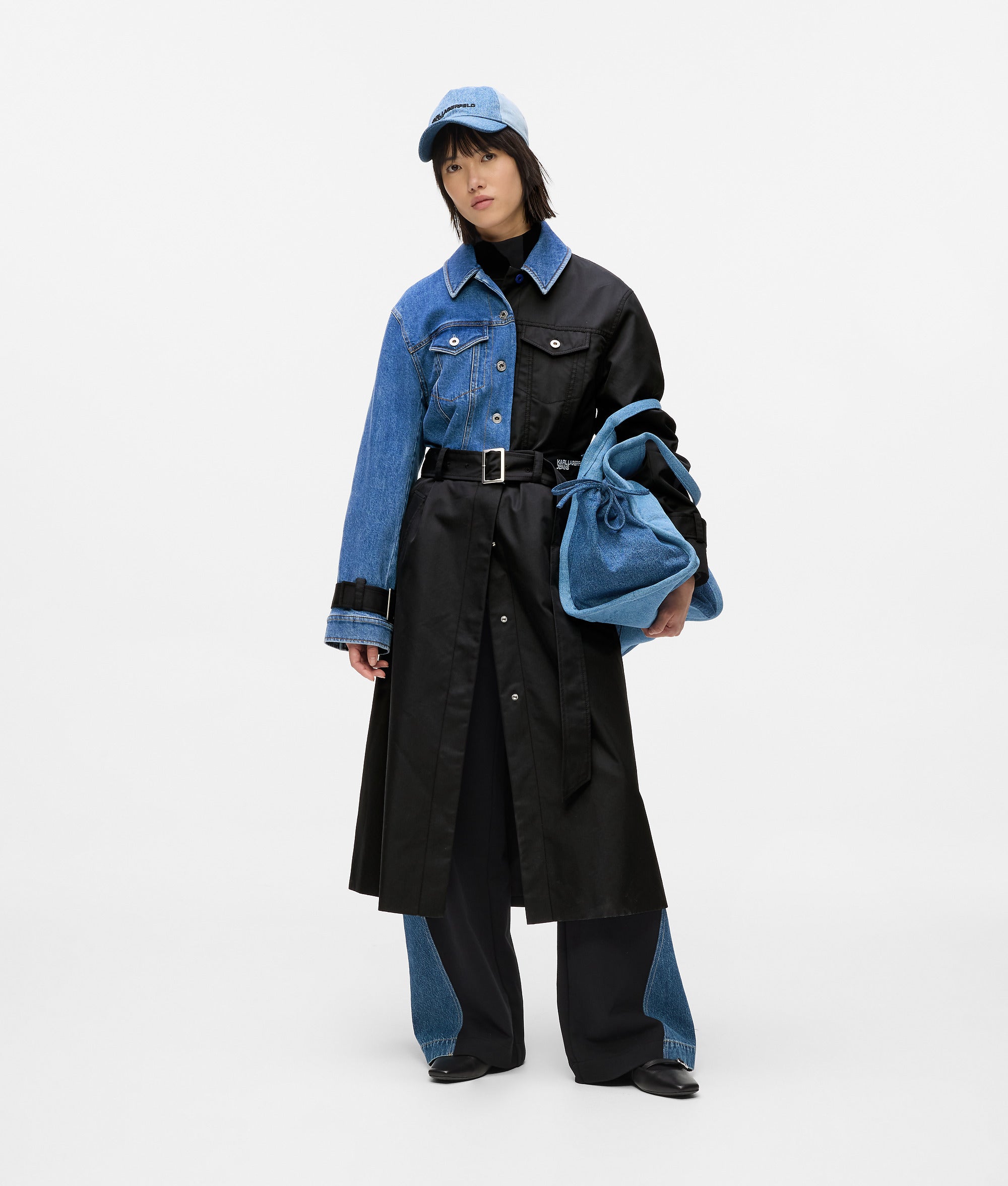 Denim panel trench coat - Image 4