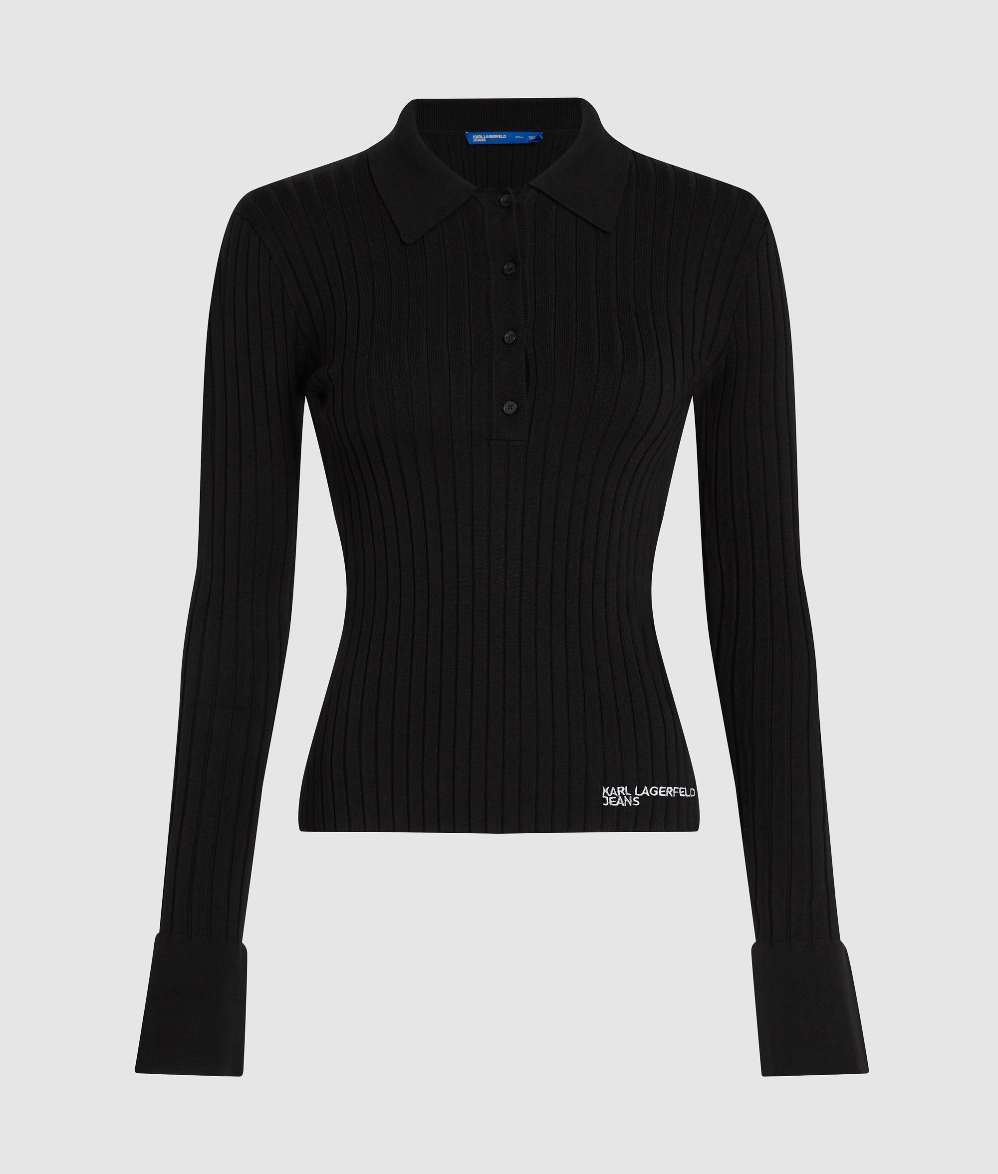 Long-sleeved knitted polo shirt - Image 5